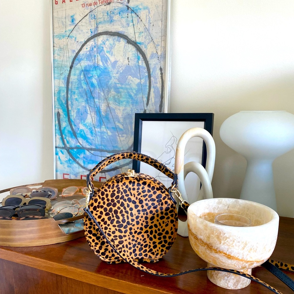Anthropologie Leopard Print Circle Crossbody Bag